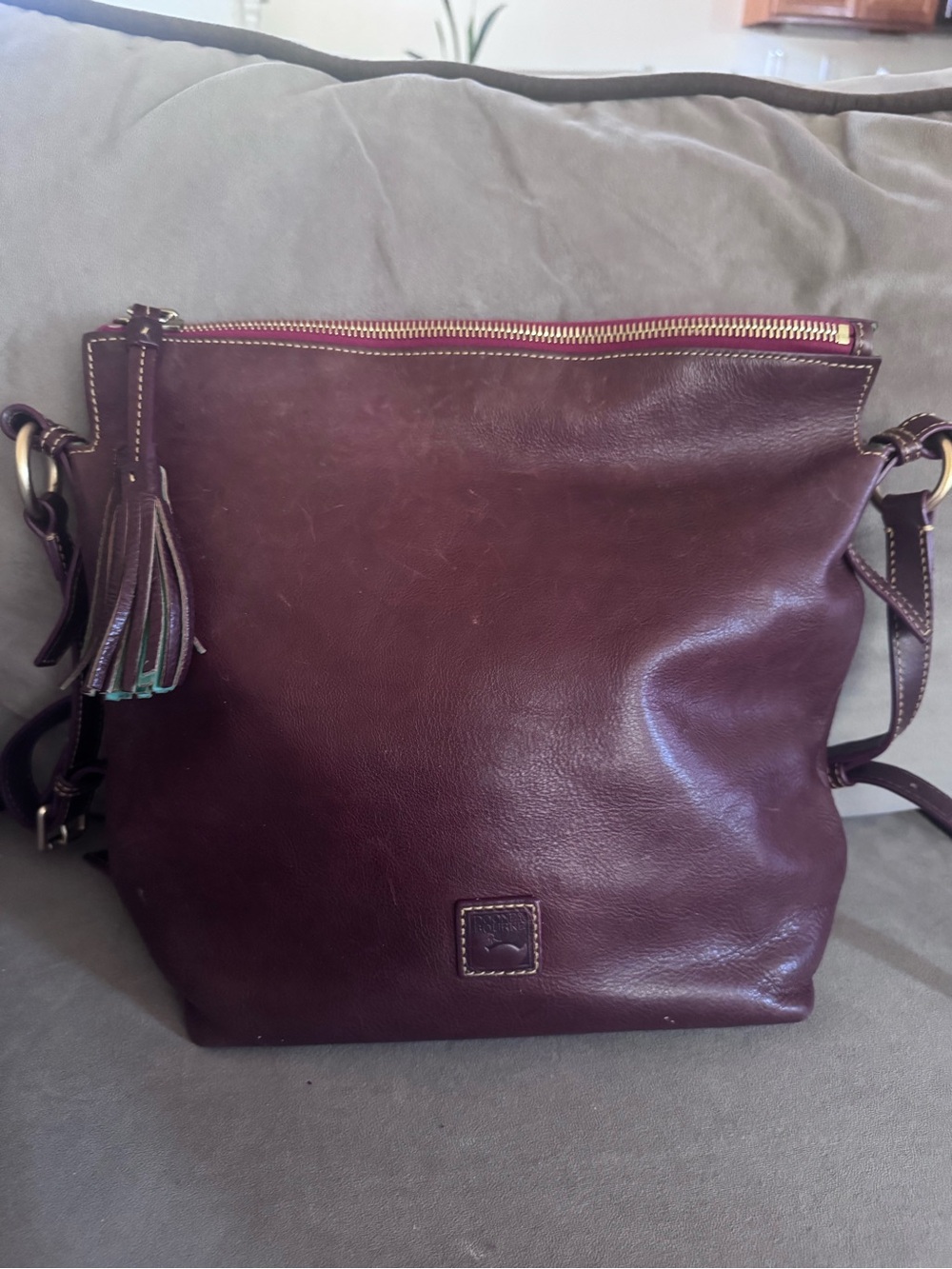 Leather Crossbody Bag in Deep Plum - Unbranded